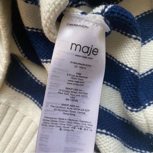 Maje Murmur Wool Blend Striped Sequined Oversized Cardigan Size 3/L - Picture 6 of 9